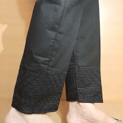 Embroided – Cotton Trouser – Black – KT03