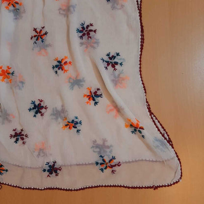 Hand Embroided Chiffon Dupatta 4 Side Qureshia – White – ZD803
