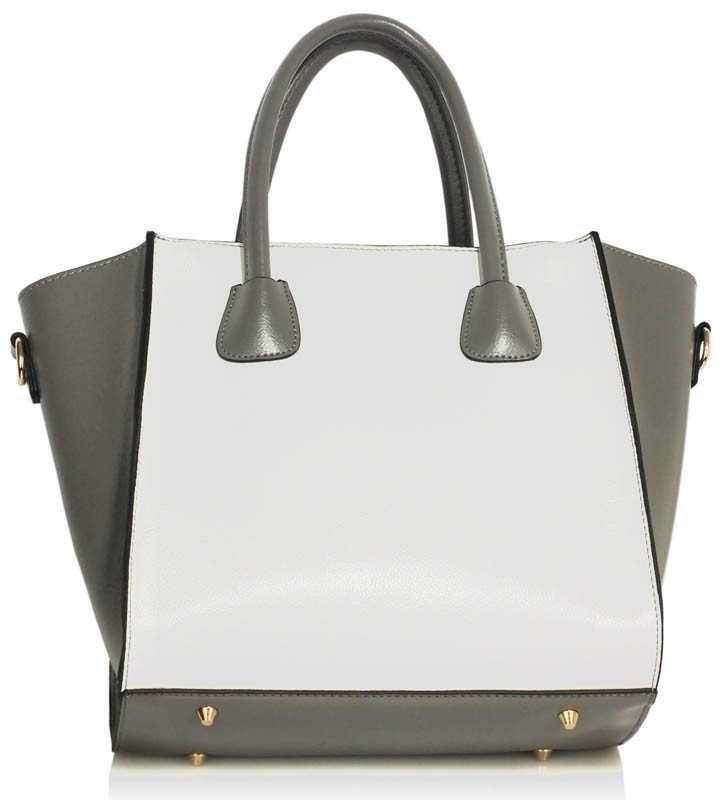 LS0061B - Grey /White Fashion Tote Bag (Shiny Finish)