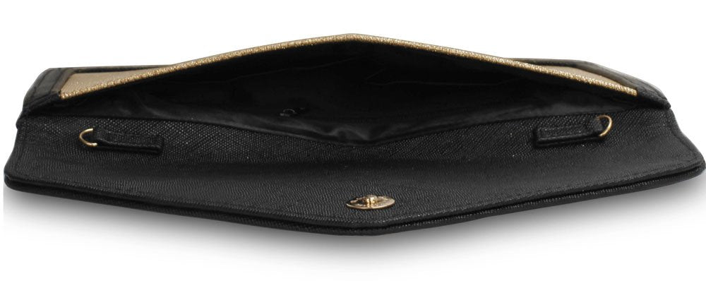LSE00310 - Black/ Nude Flap Clutch purse