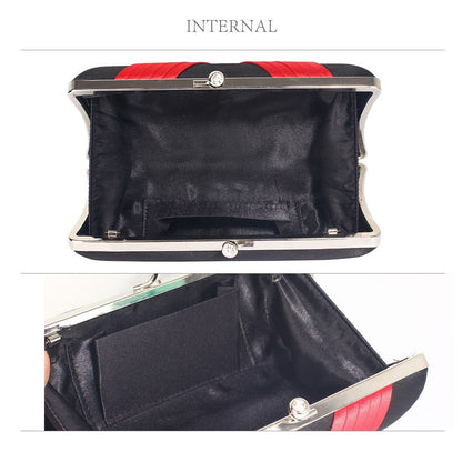 LSE0062 - Black/Red Satin Evening Clutch Bag