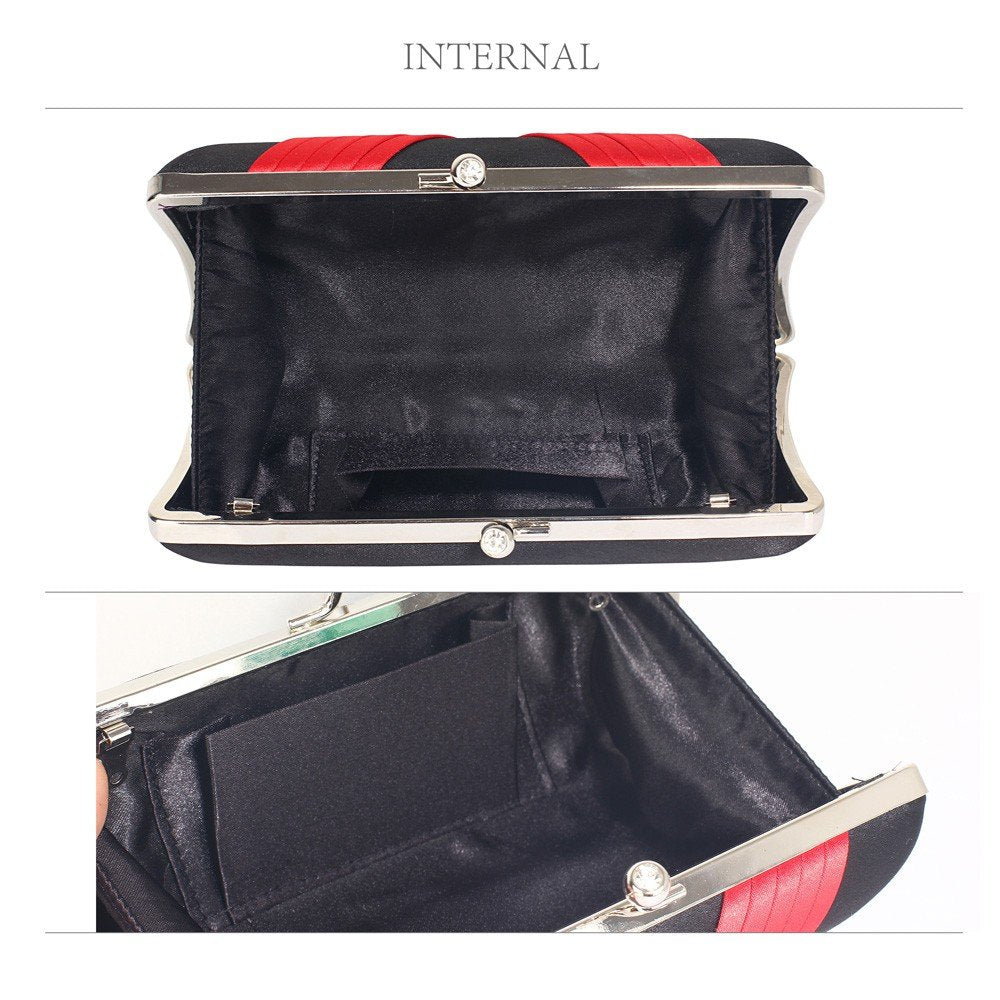 LSE0062 - Black/Red Satin Evening Clutch Bag – ZARDI
