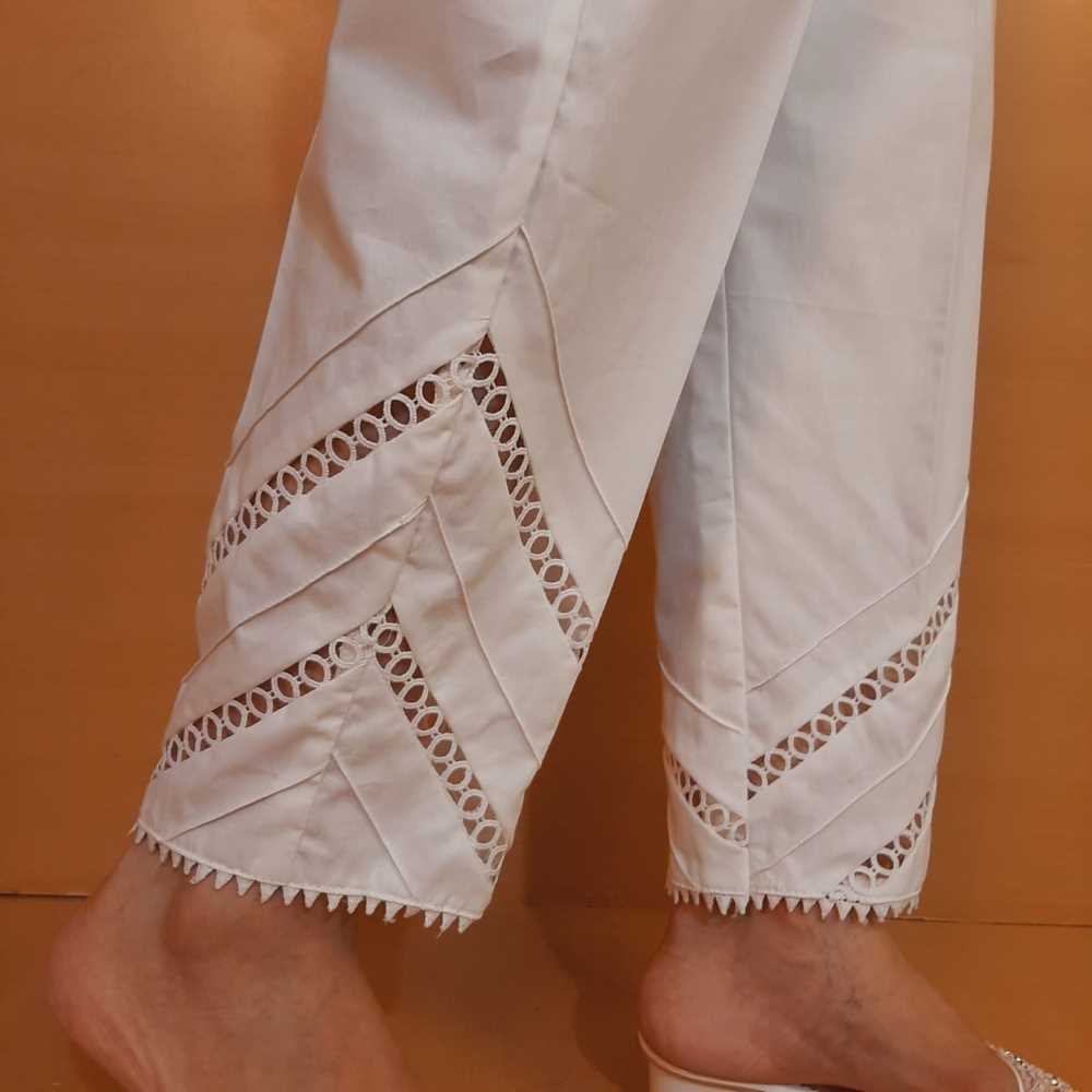 Lace Hem Straight Trouser