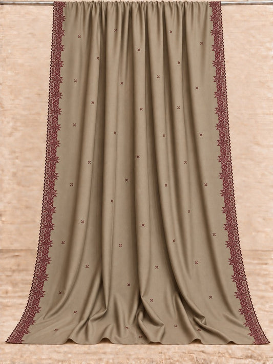 Embroided Swiss Lawn Chaddar Summer Shawl - Olive - SH27
