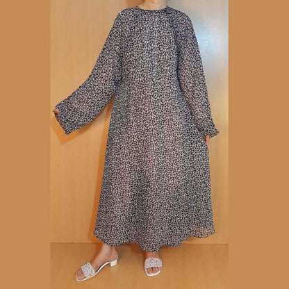 Printed - Maxi Style Chiffon Abaya With Scarf - BGA234