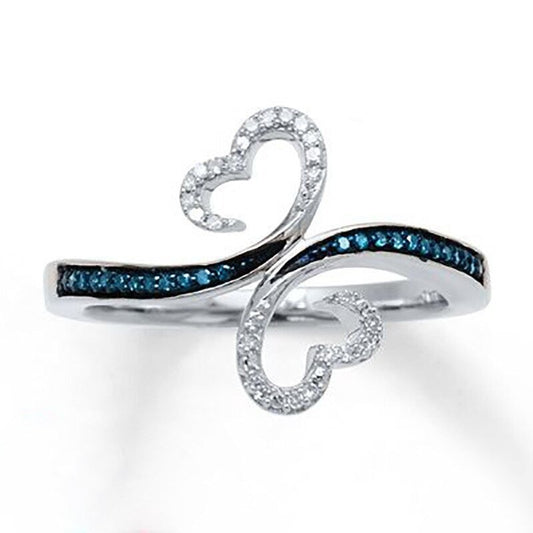 Silver Plated Ring With blue Stones - Silver - AR181