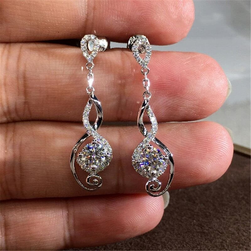 Silver Plated - Drop earring - Silver - AE132