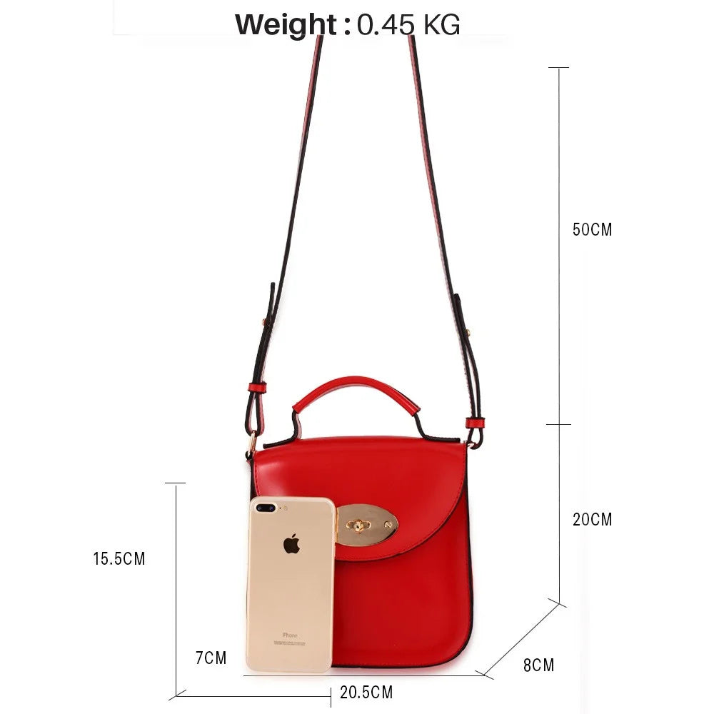 AG00662 – Red Flap Twist Lock Cross Body Bag