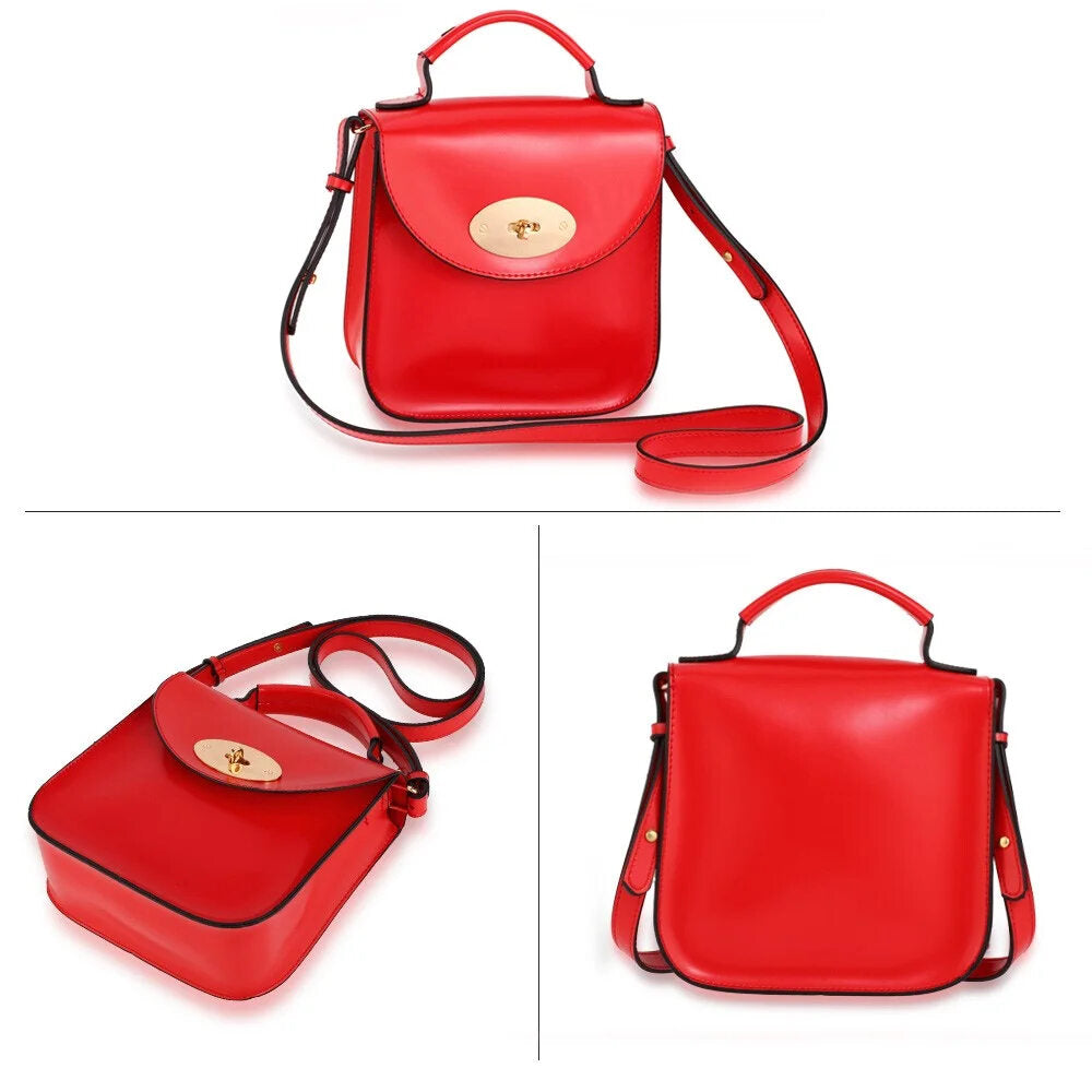 AG00662 – Red Flap Twist Lock Cross Body Bag