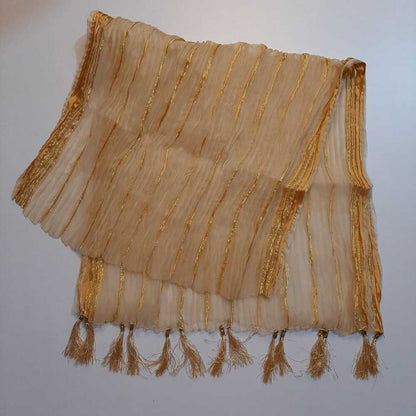 Organza Crush Dupatta With Bottom Large Ball Tassels  - ZD195