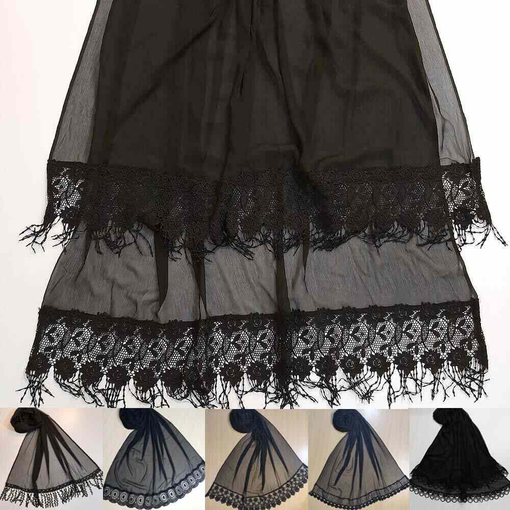 Chiffon Dupatta With Bottom Lace - Black