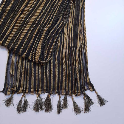 Chiffon Crush Dupatta With Bottom Large Tassels  - ZD193