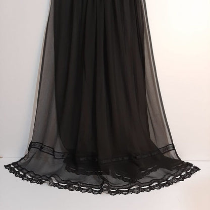 Laces Embellished Chiffon Dupatta - Black