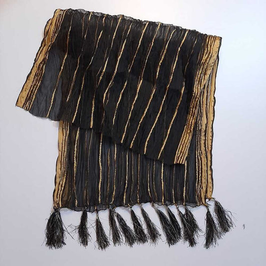 Chiffon Crush Dupatta With Bottom Large Tassels  - ZD193