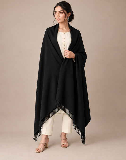 Black Plain Winter Shawl Plain – ZSH93