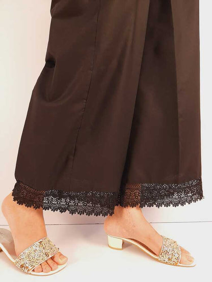 Bottom Lace cotton Palazo - Black - ZT312