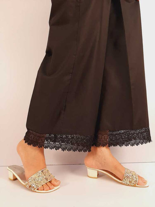 Bottom Lace cotton Palazo - Black - ZT312