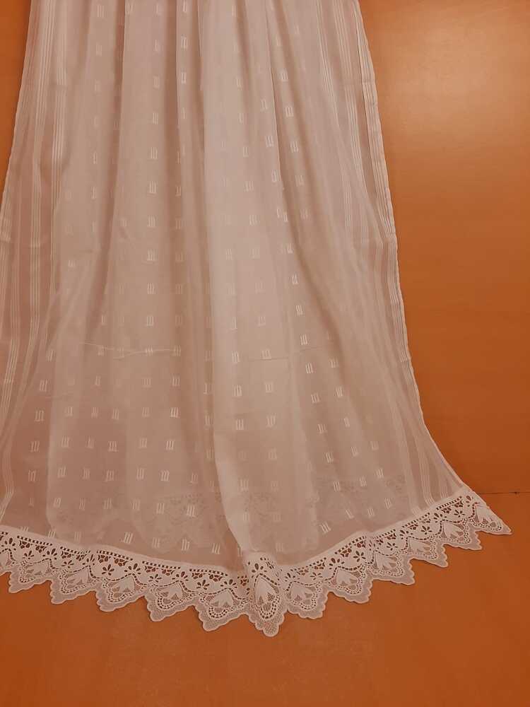 Brochia Lawn Dupatta With Bottom Lace - White - ZD1116