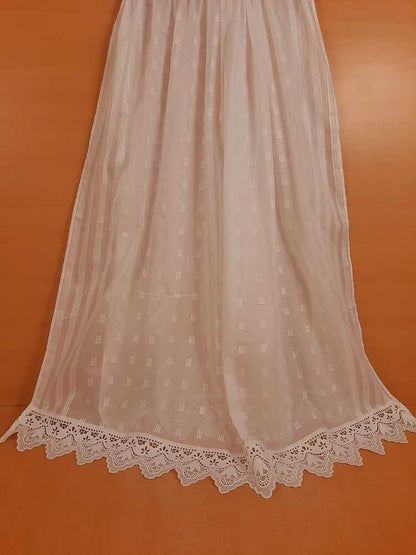 Brochia Lawn Dupatta With Bottom Lace - White - ZD1116