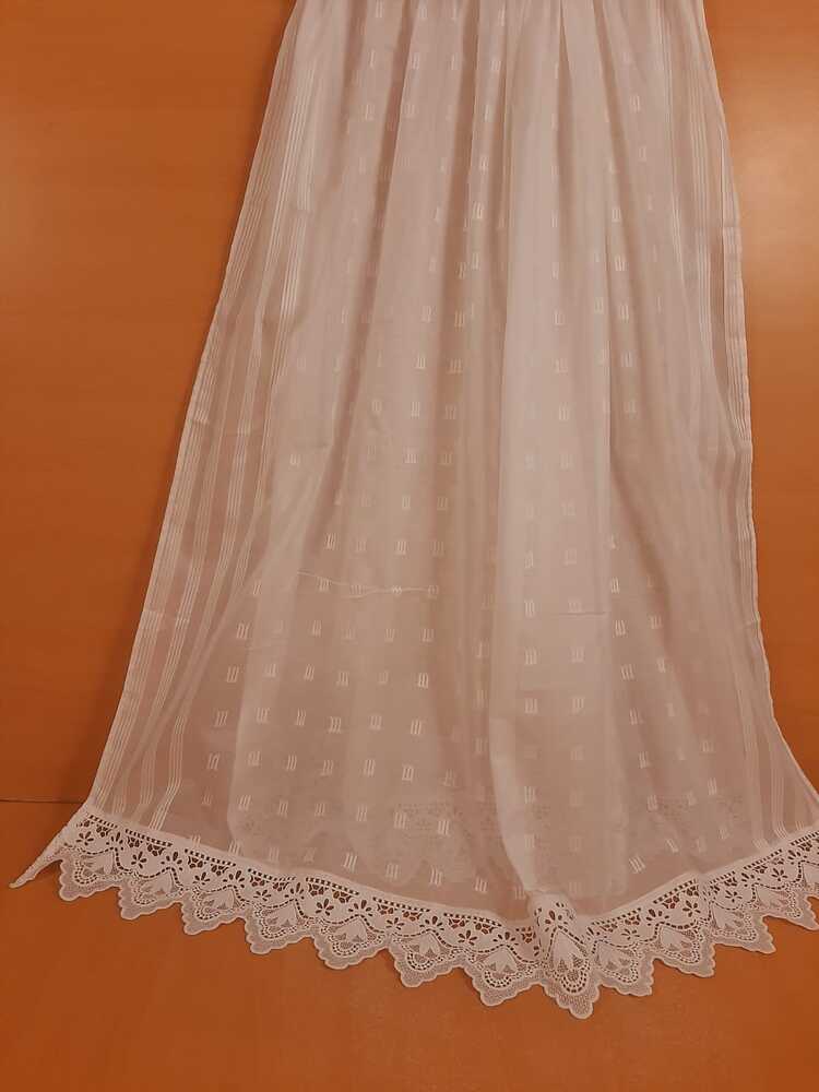 Brochia Lawn Dupatta With Bottom Lace - White - ZD1116