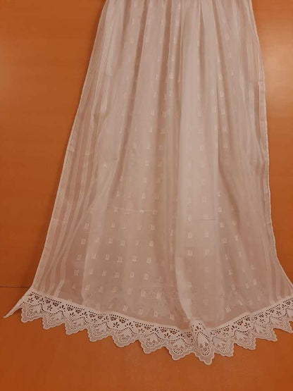 Brochia Lawn Dupatta With Bottom Lace - White - ZD1116