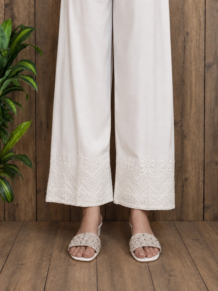 Embroided Boski Culottes - White - CT14