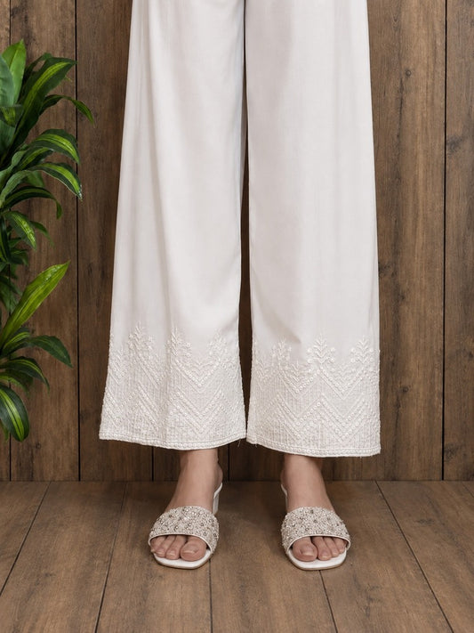 Embroided Boski Culottes - White - CT14