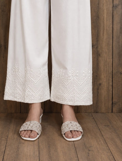 Embroided Boski Culottes - White - CT14