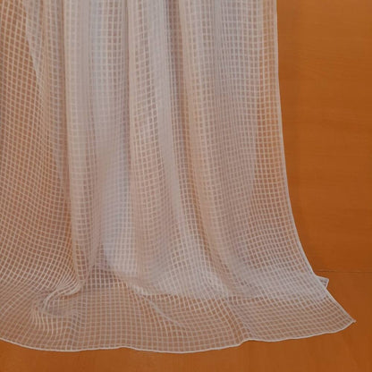 Check Chiffon Dupatta - White - ZD622