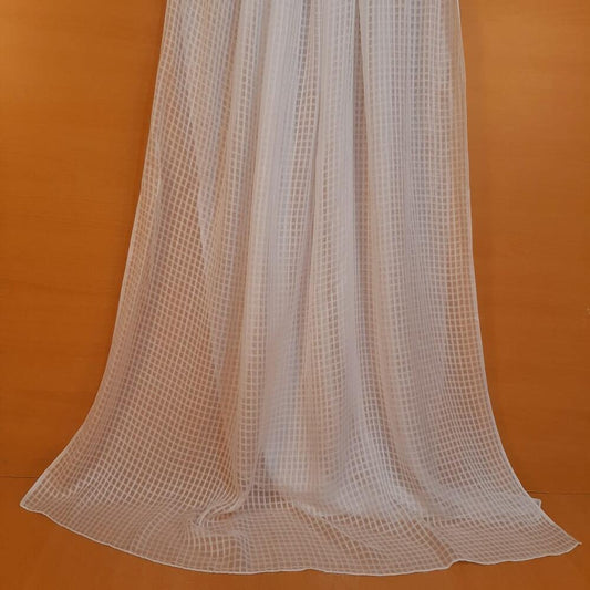 Check Chiffon Dupatta - White - ZD622