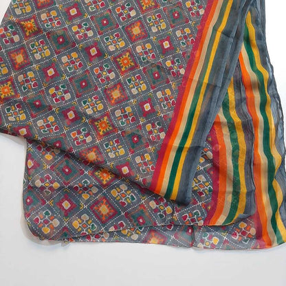 Check Printed Chiffon Dupatta - ZD153