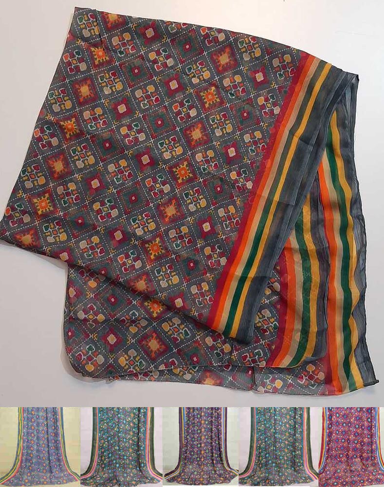 Check Printed Chiffon Dupatta - ZD153