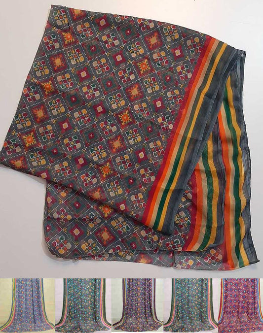 Check Printed Chiffon Dupatta - ZD153