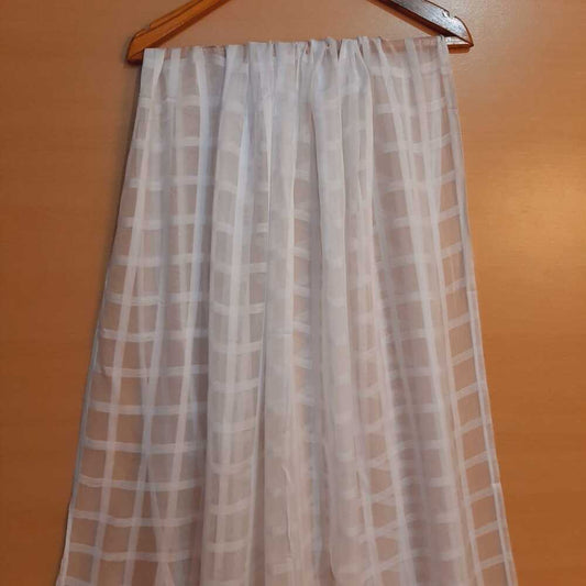 Checked chiffon dupatta - White - ZD58