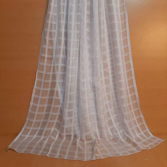 Checked chiffon dupatta - White - ZD58