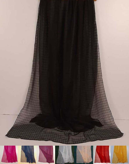 Checkered Chiffon Dupatta  - ZD805
