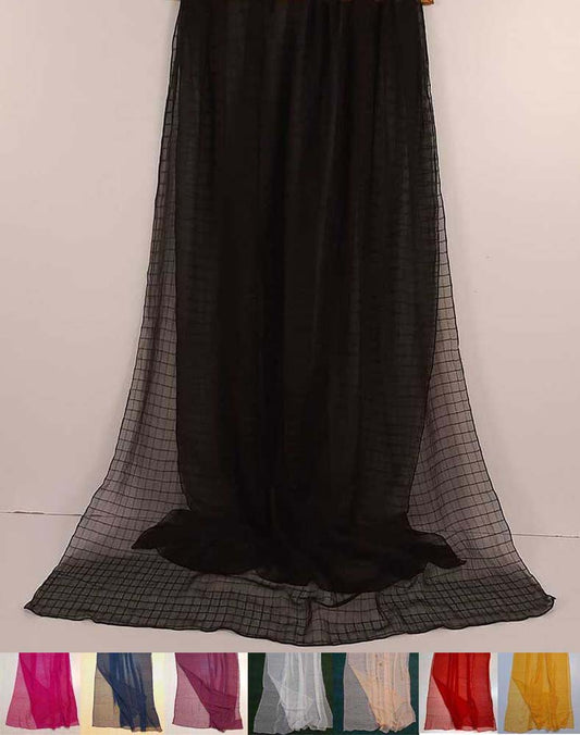 Checkered Chiffon Dupatta  - ZD805