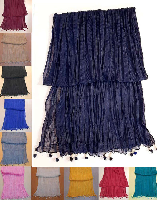 Chiffon Crush Dupatta With Bottom Tassels - ZD1241