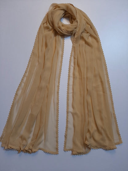 Colored chiffon dupatta With 4 Sided Lace - ZD739