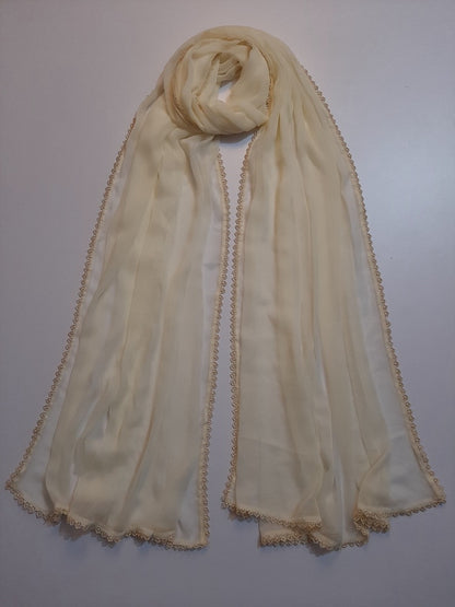 Colored chiffon dupatta With 4 Sided Lace - ZD739