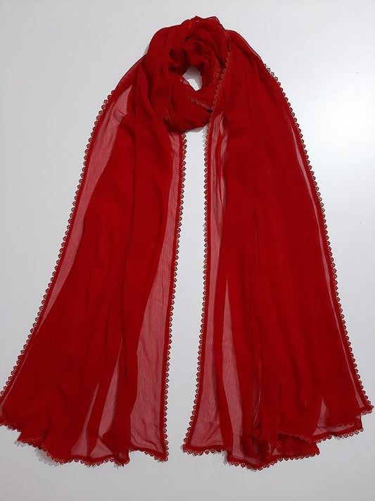 Colored chiffon dupatta With 4 Sided Lace - ZD739