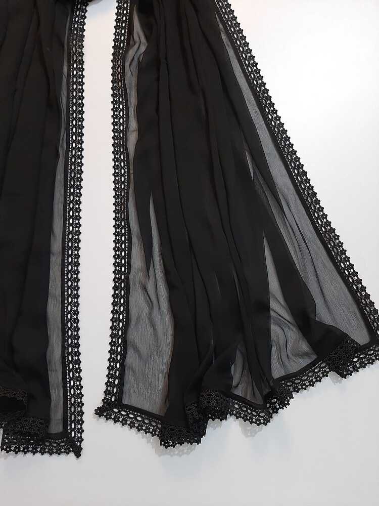 Chiffon Dupatta With 4 Sided Lace – Black - ZD120