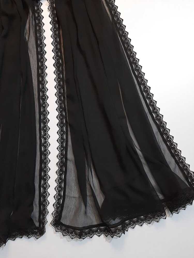 Chiffon dupatta With 4 Sided Lace - Black - ZD613