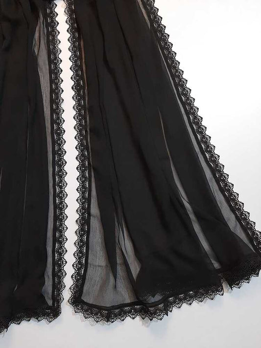 Chiffon dupatta With 4 Sided Lace - Black - ZD613