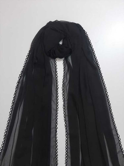 Chiffon Dupatta With 4 Sided Lace – Black - ZD650