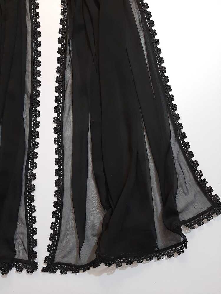 Chiffon dupatta With 4 Sided Lace - Black - ZD809