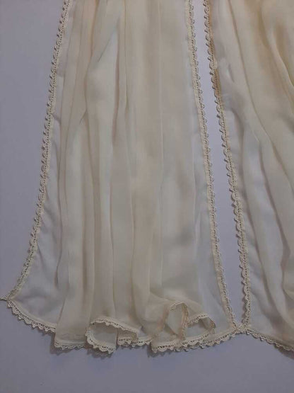 Chiffon dupatta With 4 Sided Lace - Cream - ZD808