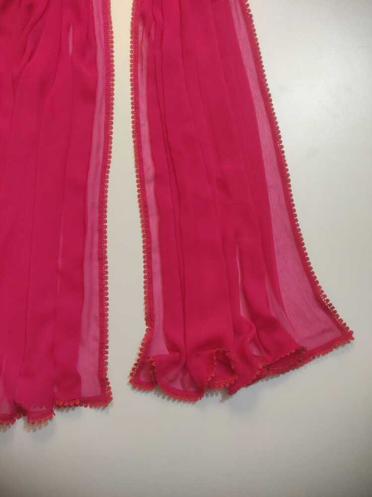 Chiffon dupatta With 4 Sided Lace - Fuchsia - ZD808