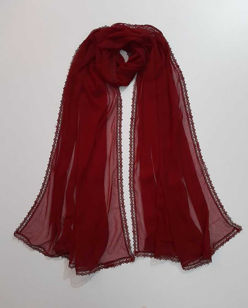 Colored chiffon dupatta With 4 Sided Lace - ZD739