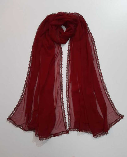 Colored chiffon dupatta With 4 Sided Lace - ZD739